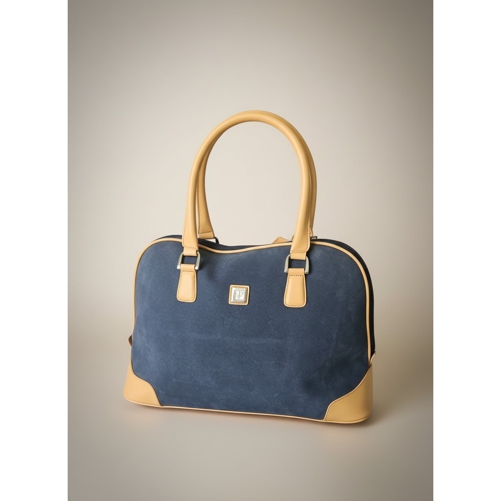 Diane Von Furstenberg Duffle Bag Blue Tan Weekender DVF Travel‎ Designer Luggage